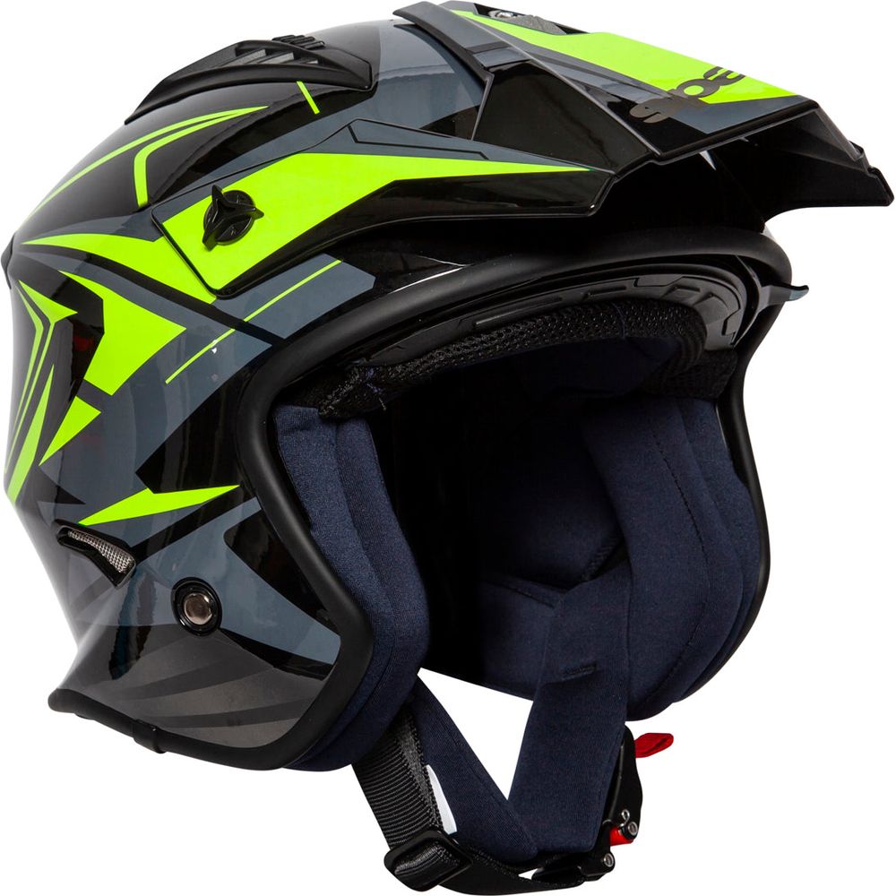 Spada Rock Stream Open Face Helmet Black / Fluo Yellow / Grey (Image 11) - ThrottleChimp