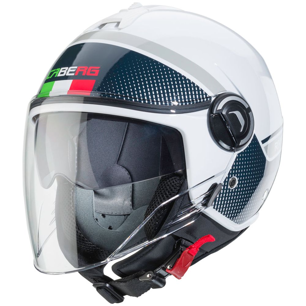 Caberg Riviera V4 Elite Open Face Helmet Italia White FREE 1 YEAR Returns, FREE UK Delivery | ThrottleChimp