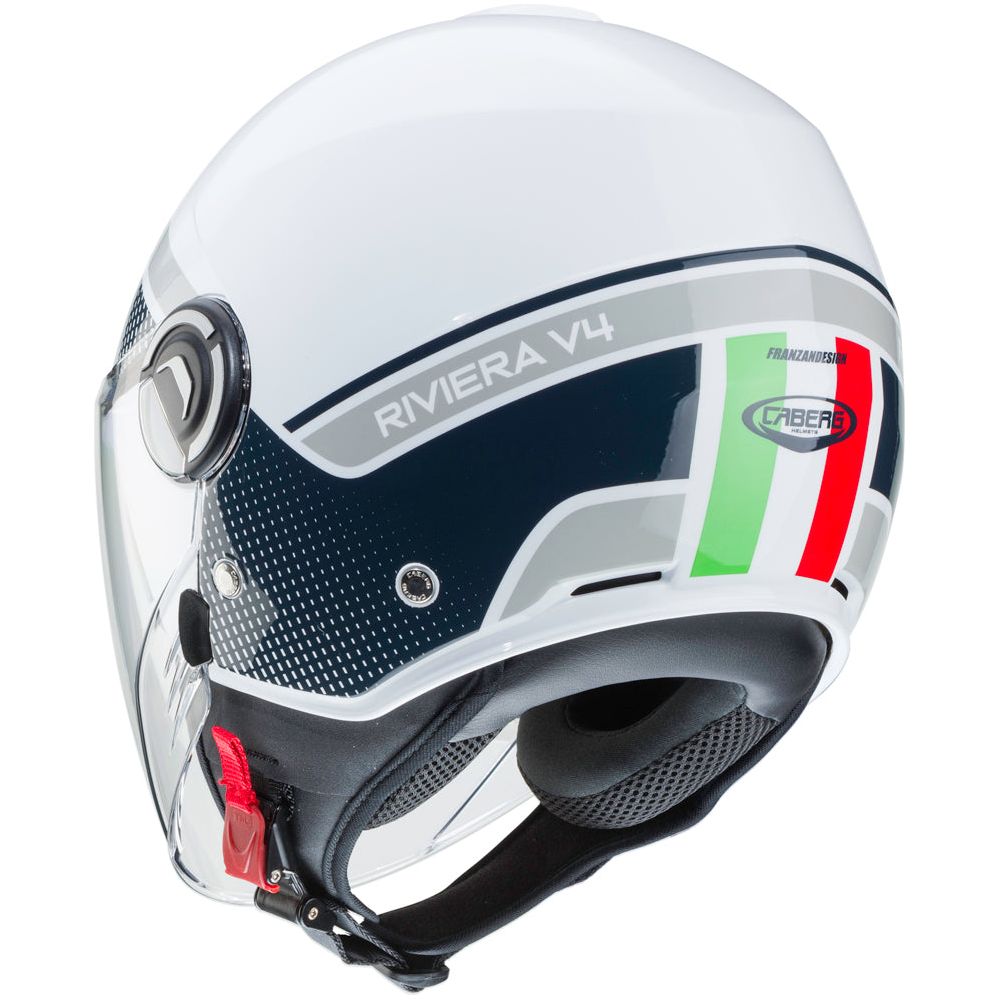 Caberg Riviera V4 Elite Open Face Helmet Italia White (Image 4) - ThrottleChimp