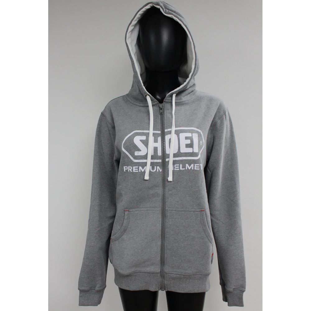 Shoei Vintage 2 Zipped Hoodie Grey (Image 2) - ThrottleChimp