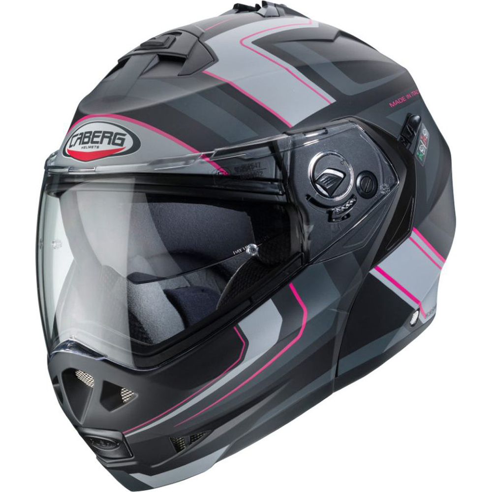 Caberg Duke 2 Tour Flip-Up Helmet Matt Black / Pink / Anthracite / Silver - ThrottleChimp