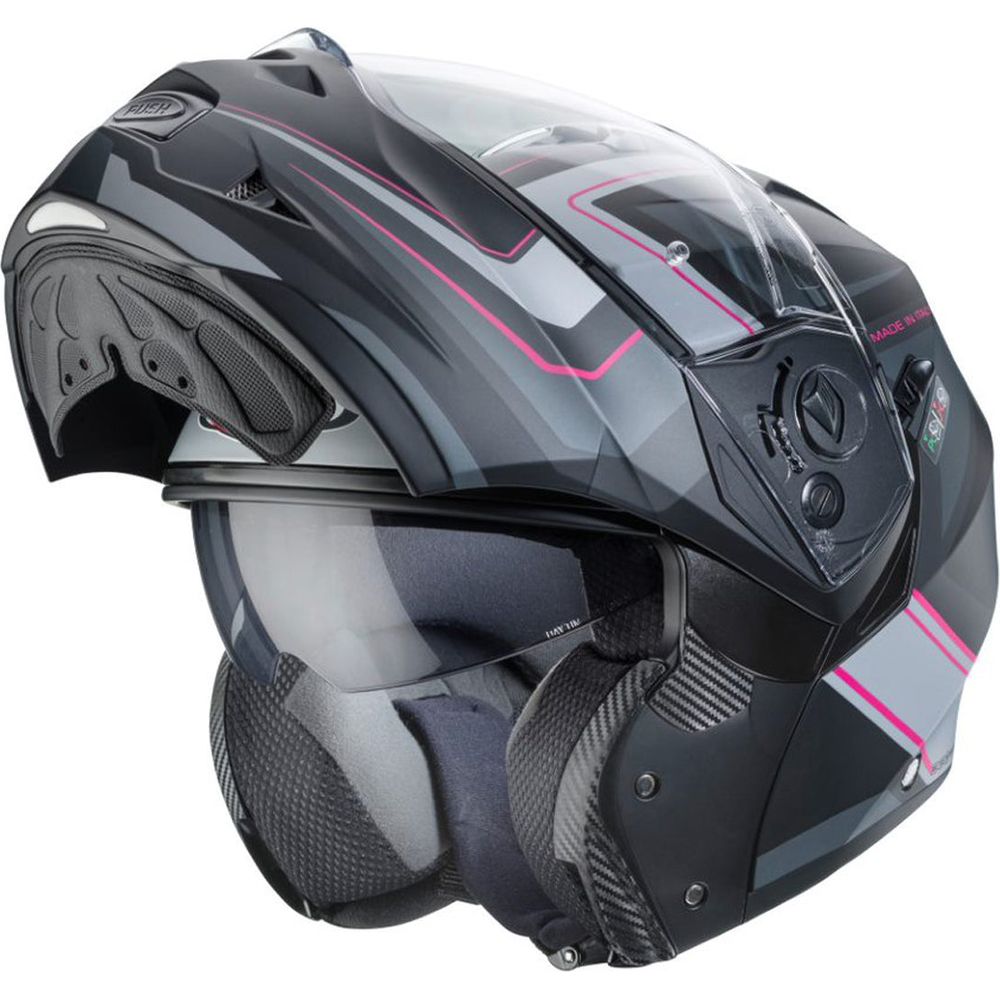 Caberg Duke 2 Tour Flip-Up Helmet Matt Black / Pink / Anthracite / Silver (Image 2) - ThrottleChimp