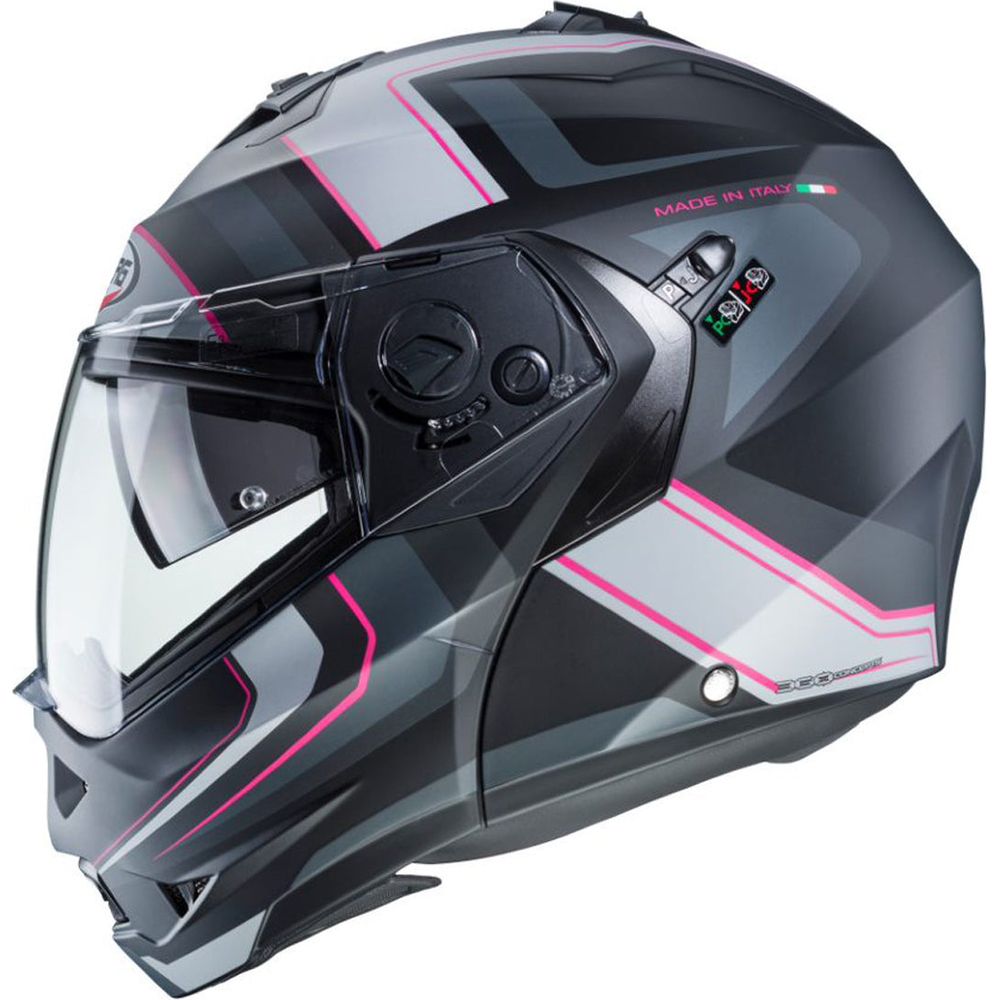 Caberg Duke 2 Tour Flip-Up Helmet Matt Black / Pink / Anthracite / Silver (Image 3) - ThrottleChimp