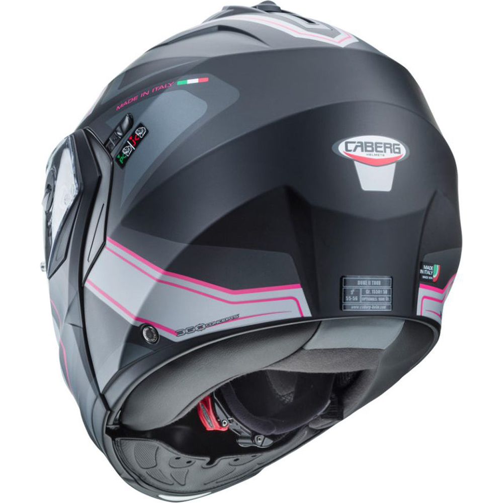 Caberg Duke 2 Tour Flip-Up Helmet Matt Black / Pink / Anthracite / Silver (Image 4) - ThrottleChimp