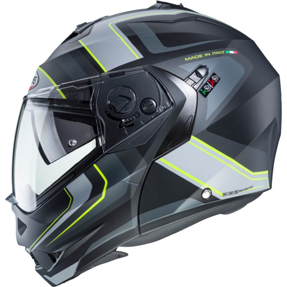 Caberg Duke 2 Tour Flip-Up Helmet Matt Black / Fluo Yellow / Anthracite / Silver (Image 3) - ThrottleChimp