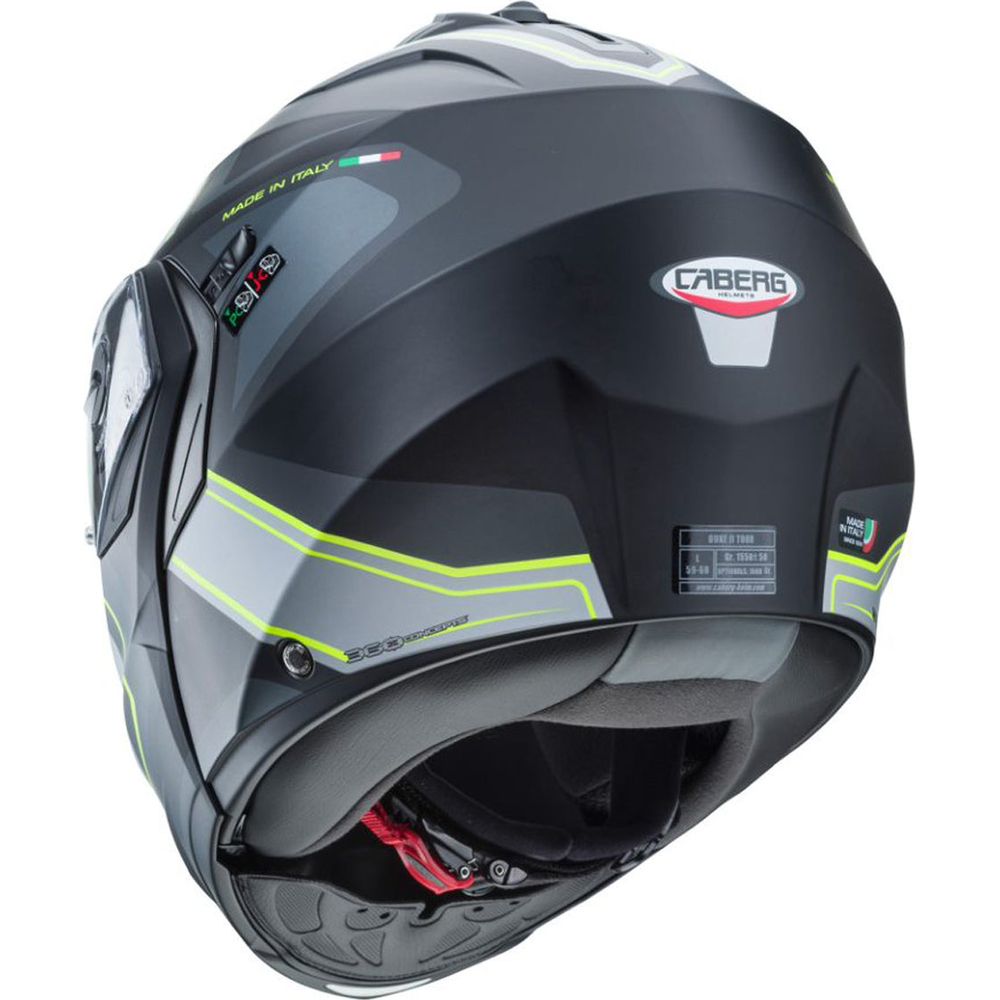 Caberg Duke 2 Tour Flip-Up Helmet Matt Black / Fluo Yellow / Anthracite / Silver (Image 4) - ThrottleChimp