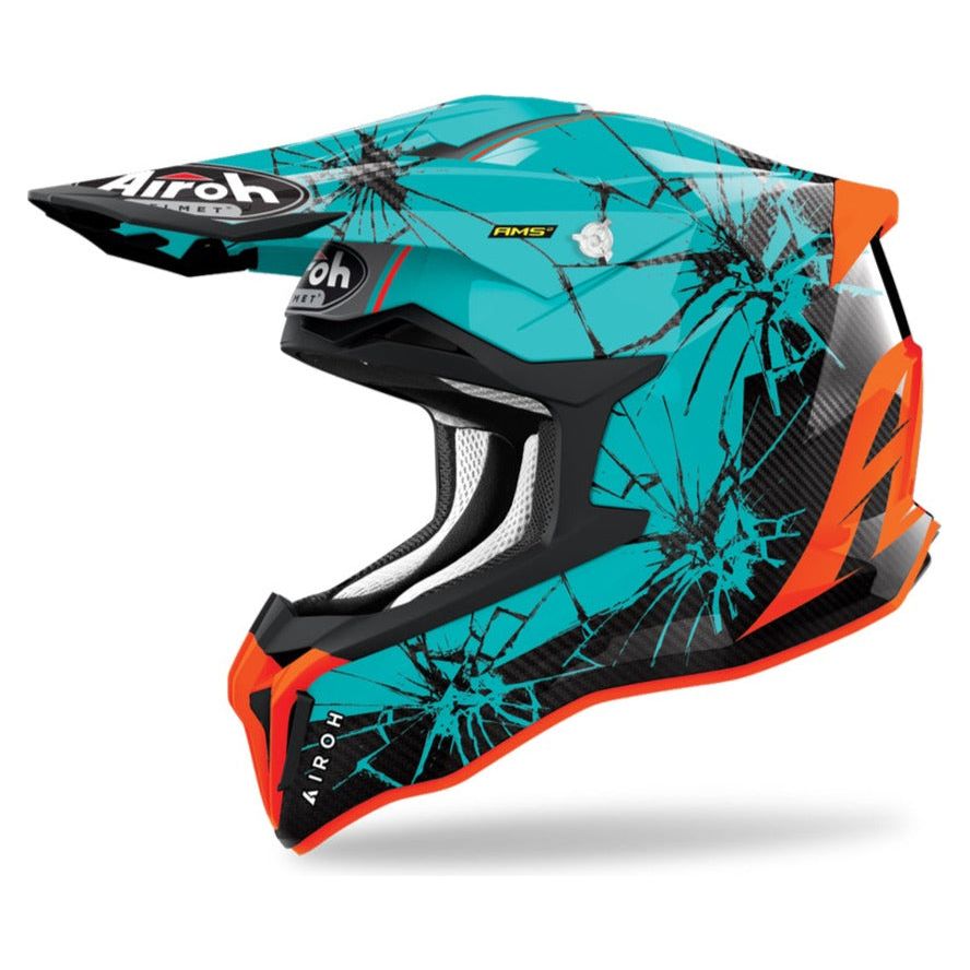 Airoh Strycker Crack 22.06 Motocross Helmet Gloss Blue - ThrottleChimp