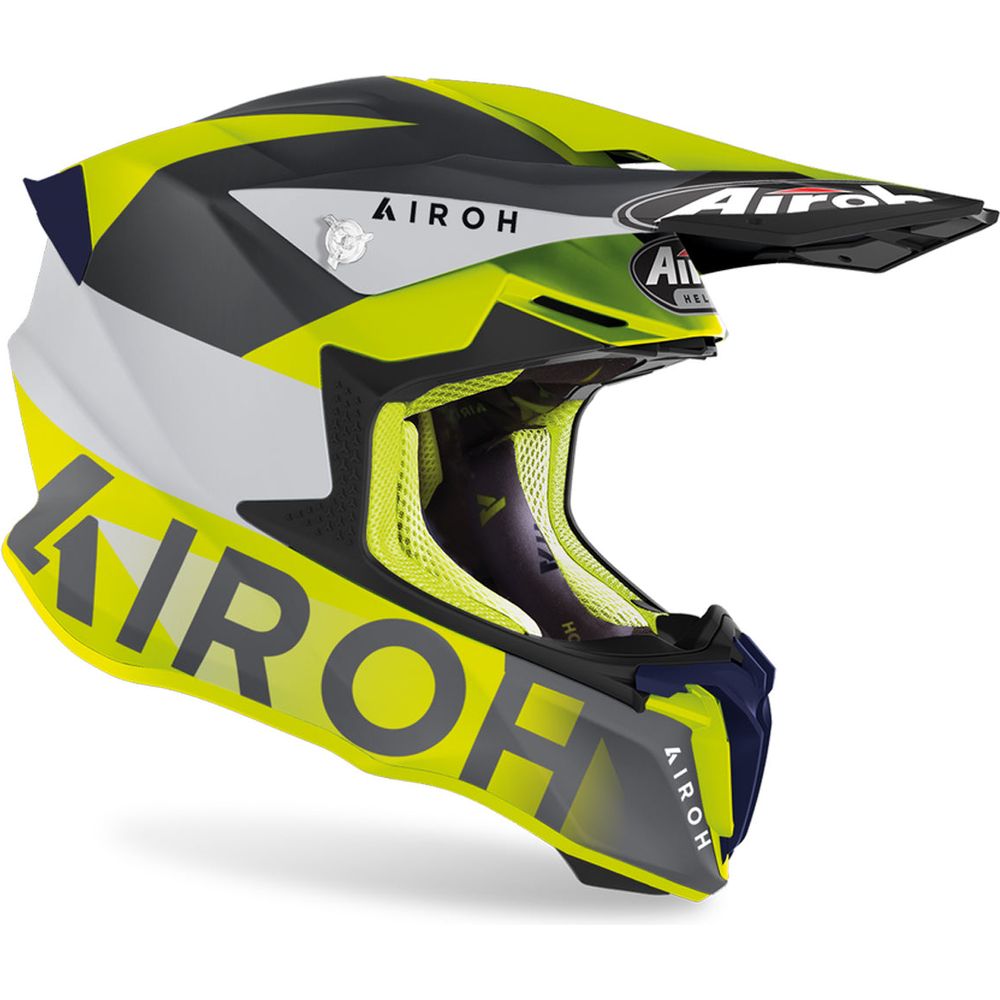 Airoh Twist 2.0 Lift Motocross Helmet Matt Yellow / Blue (Image 2) - ThrottleChimp