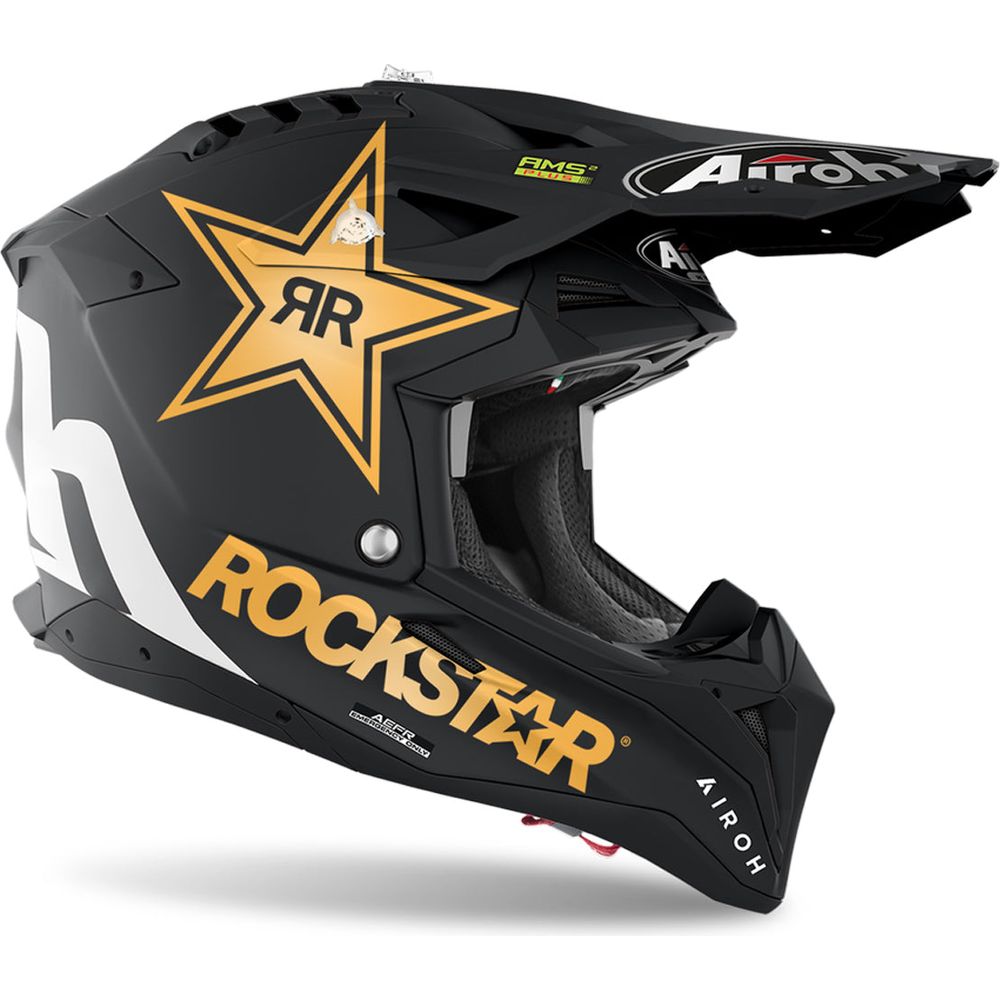 Airoh Aviator 3 Rockstar 22 Motocross Helmet Matt Black (Image 2) - ThrottleChimp