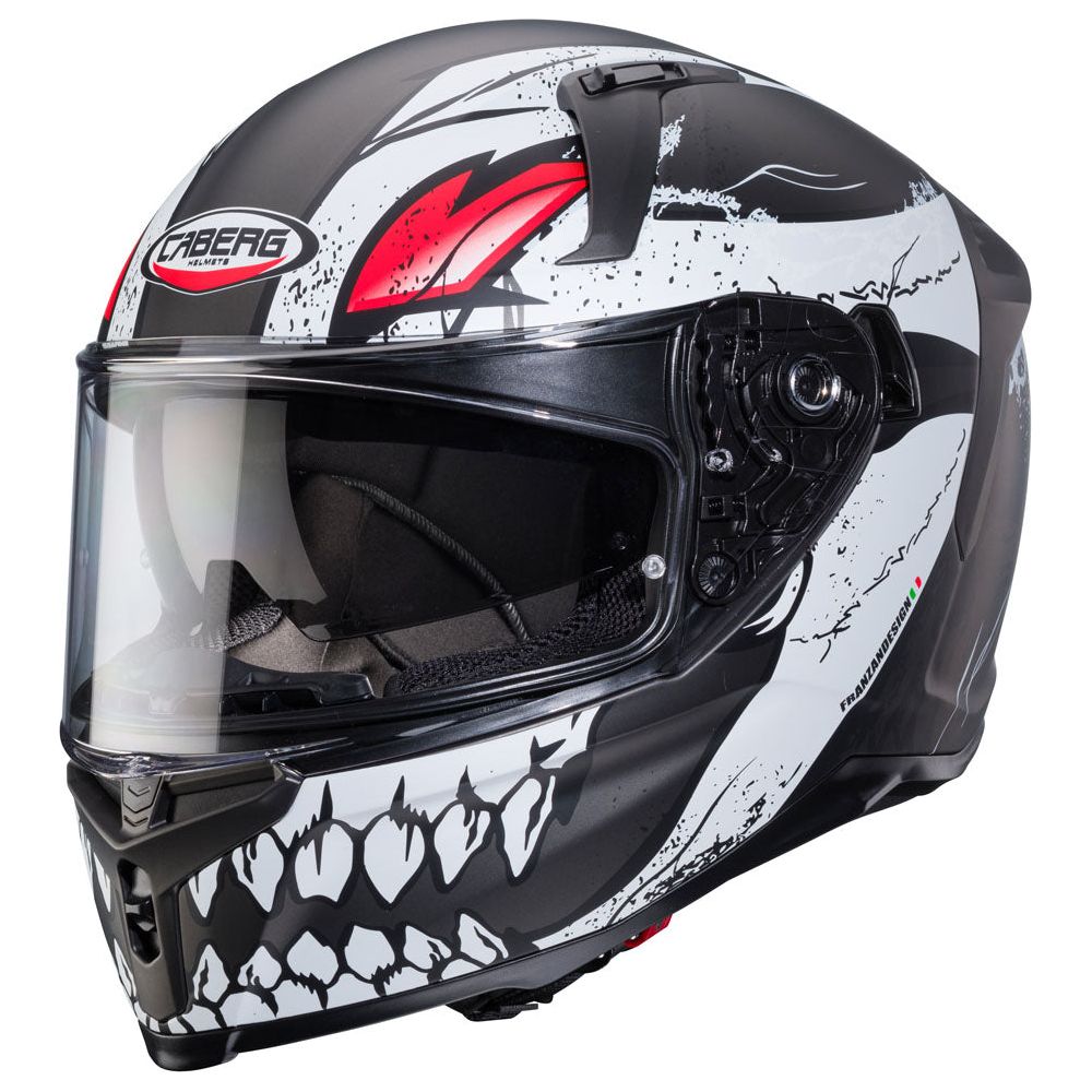 Caberg Avalon X Punk Full Face Helmet Matt Grey / White / Red FREE 1 YEAR Returns, FREE UK Delivery | ThrottleChimp