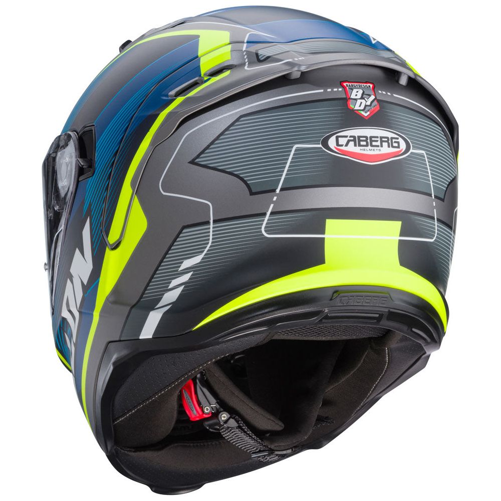 Caberg Avalon X Optic Full Face Helmet Matt Grey / Blue / Yellow FREE 1 YEAR Returns, FREE UK Delivery | ThrottleChimp