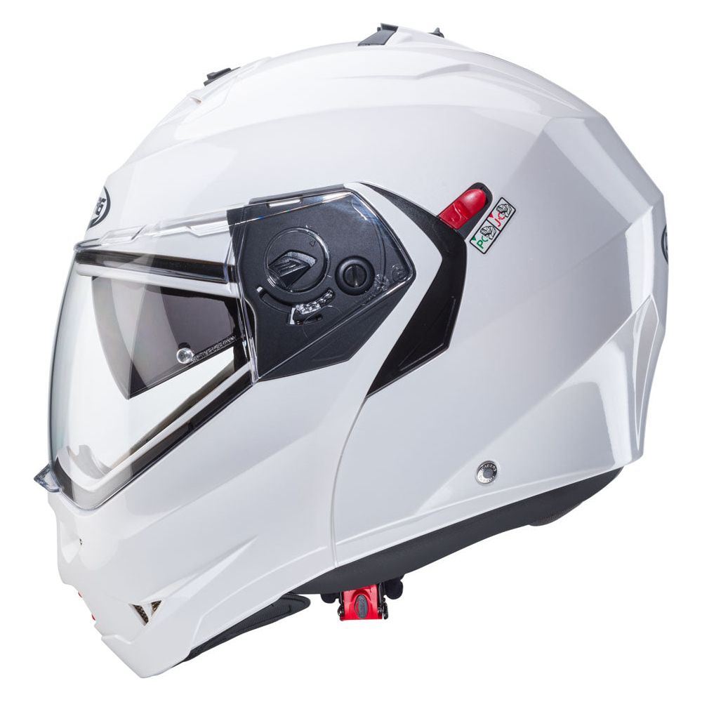 Caberg Duke X Plain Flip-Up Helmet Metal White (Image 3) - ThrottleChimp