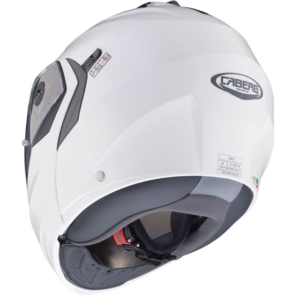 Caberg Duke X Plain Flip-Up Helmet Metal White (Image 4) - ThrottleChimp