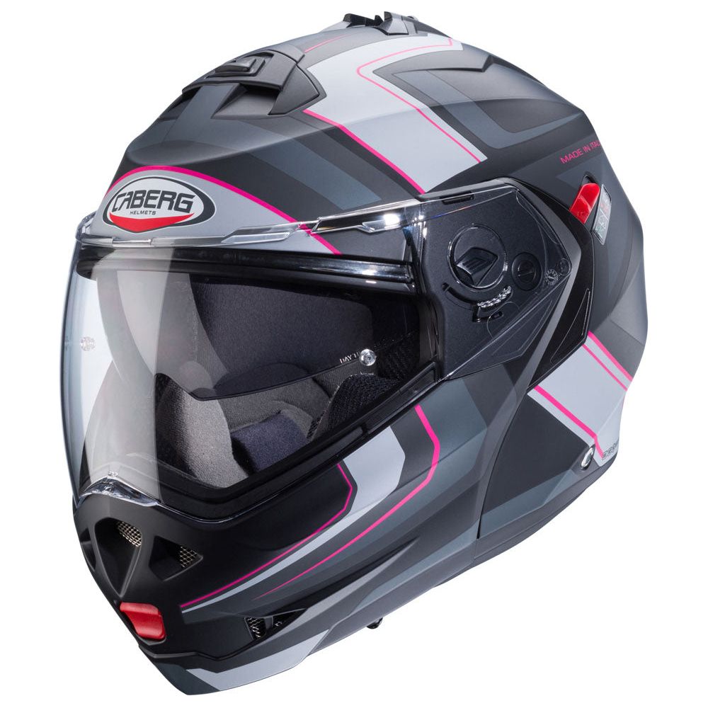 Caberg Duke X Tour Flip-Up Helmet Black / Fuchsia / Anthracite / Silver - ThrottleChimp