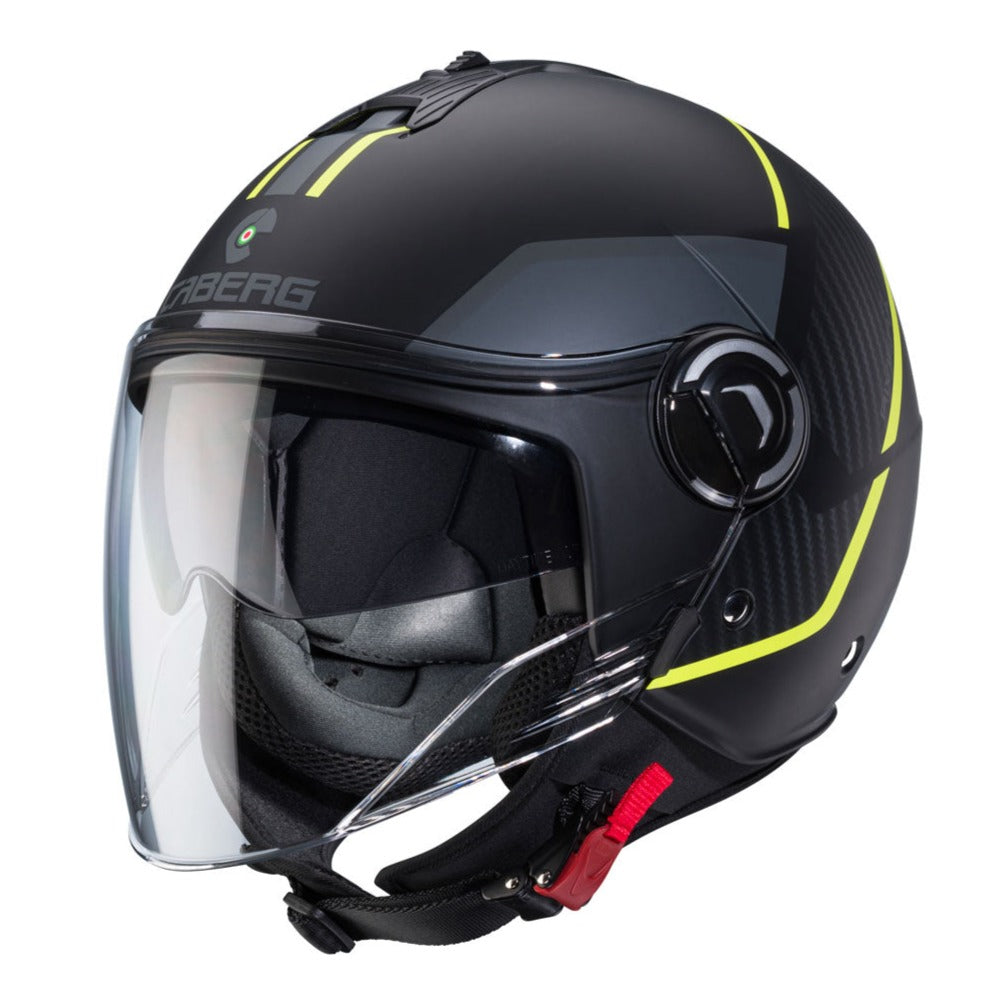 Caberg Riviera V4X Geo Open Face Helmet Matt Black / Yellow / Anthracite - ThrottleChimp