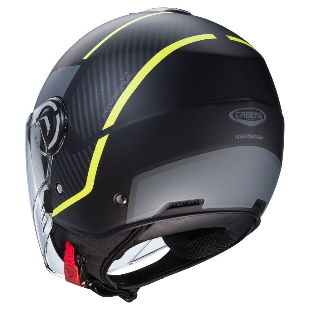 Caberg Riviera V4X Geo Open Face Helmet Matt Black / Yellow / Anthracite FREE 1 YEAR Returns, FREE UK Delivery | ThrottleChimp