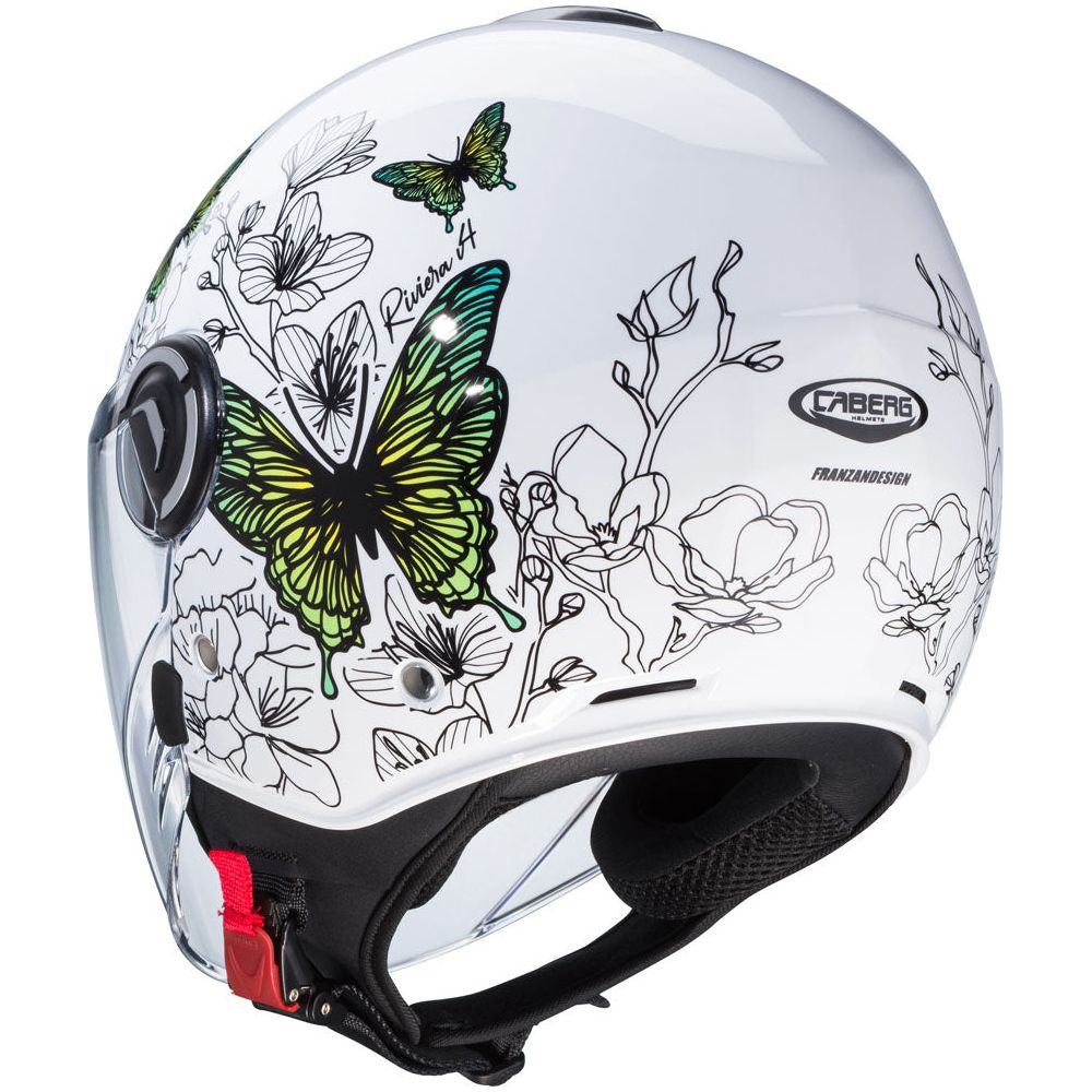 Caberg Riviera V4X Muse Open Face Helmet White FREE 1 YEAR Returns, FREE UK Delivery | ThrottleChimp