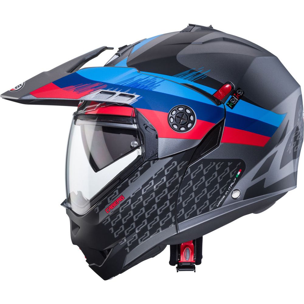 Caberg Tourmax X Sarabe Flip-Up Helmet Matt Gun / Black / Blue / Red (Image 3) - ThrottleChimp