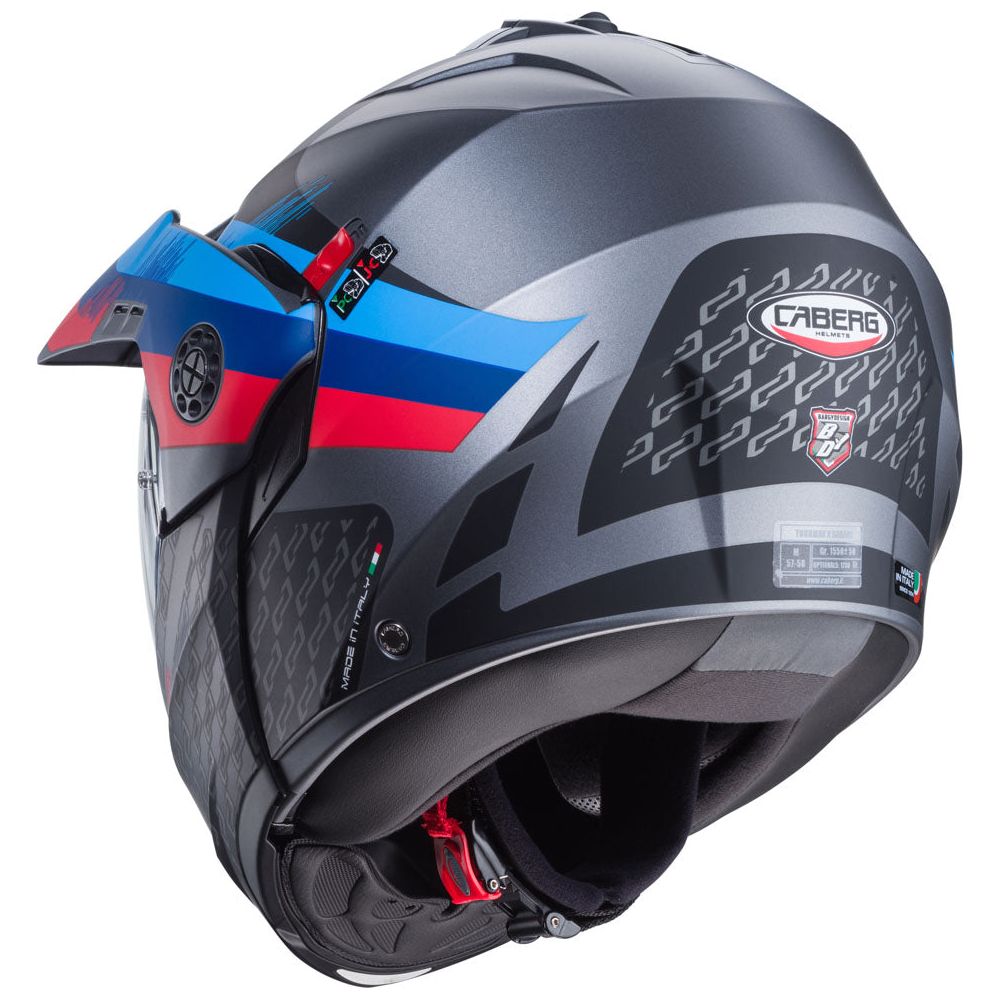 Caberg Tourmax X Sarabe Flip-Up Helmet Matt Gun / Black / Blue / Red (Image 4) - ThrottleChimp