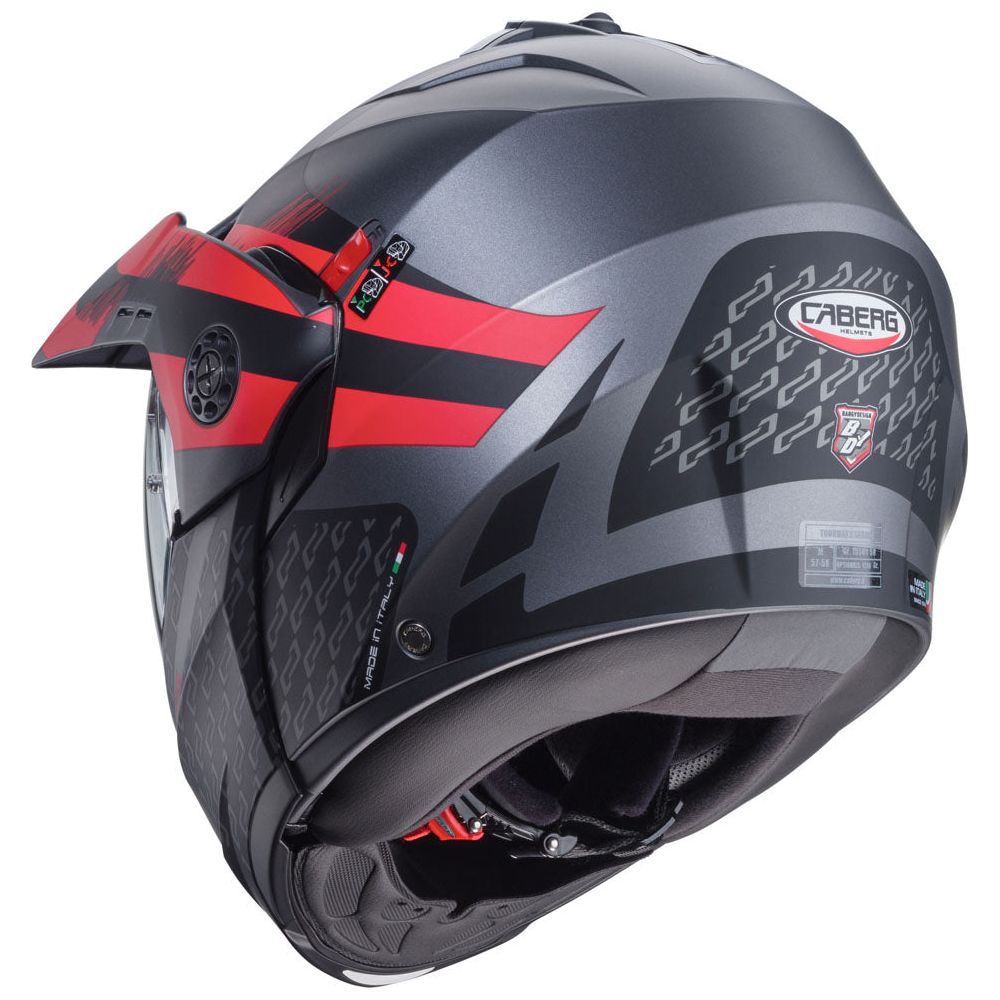 Caberg Tourmax X Sarabe Flip-Up Helmet Matt Gun / Black / Red (Image 4) - ThrottleChimp