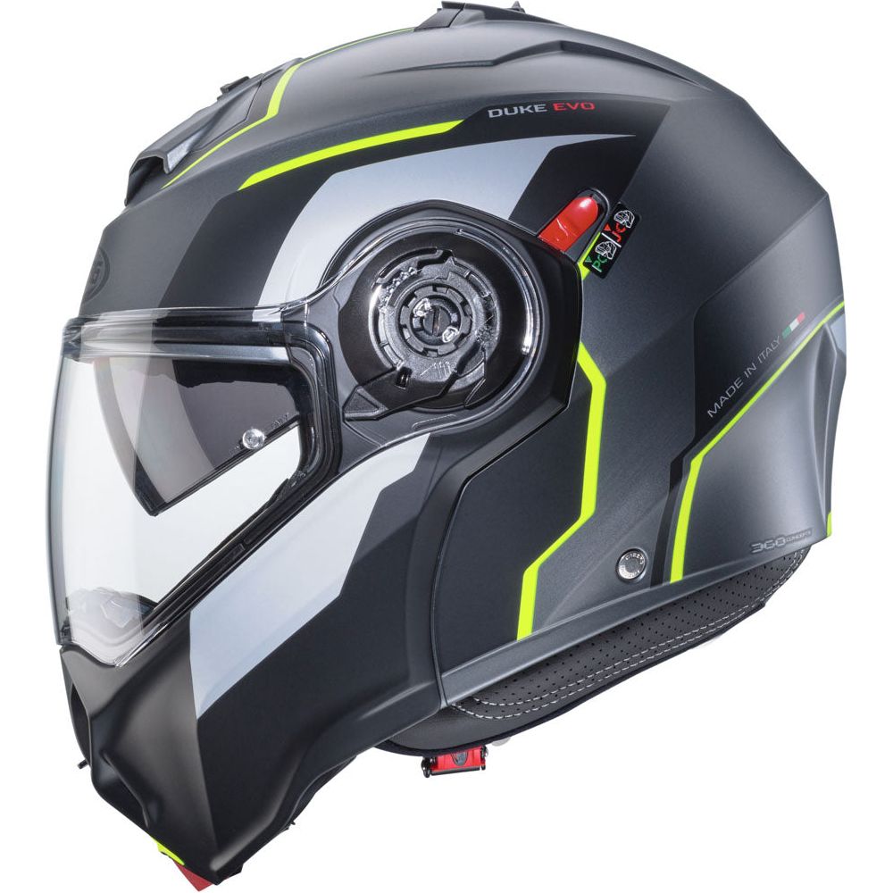 Caberg Duke Evo Move Flip-Up Helmet Matt Gun Metal / Black / Yellow (Image 3) - ThrottleChimp