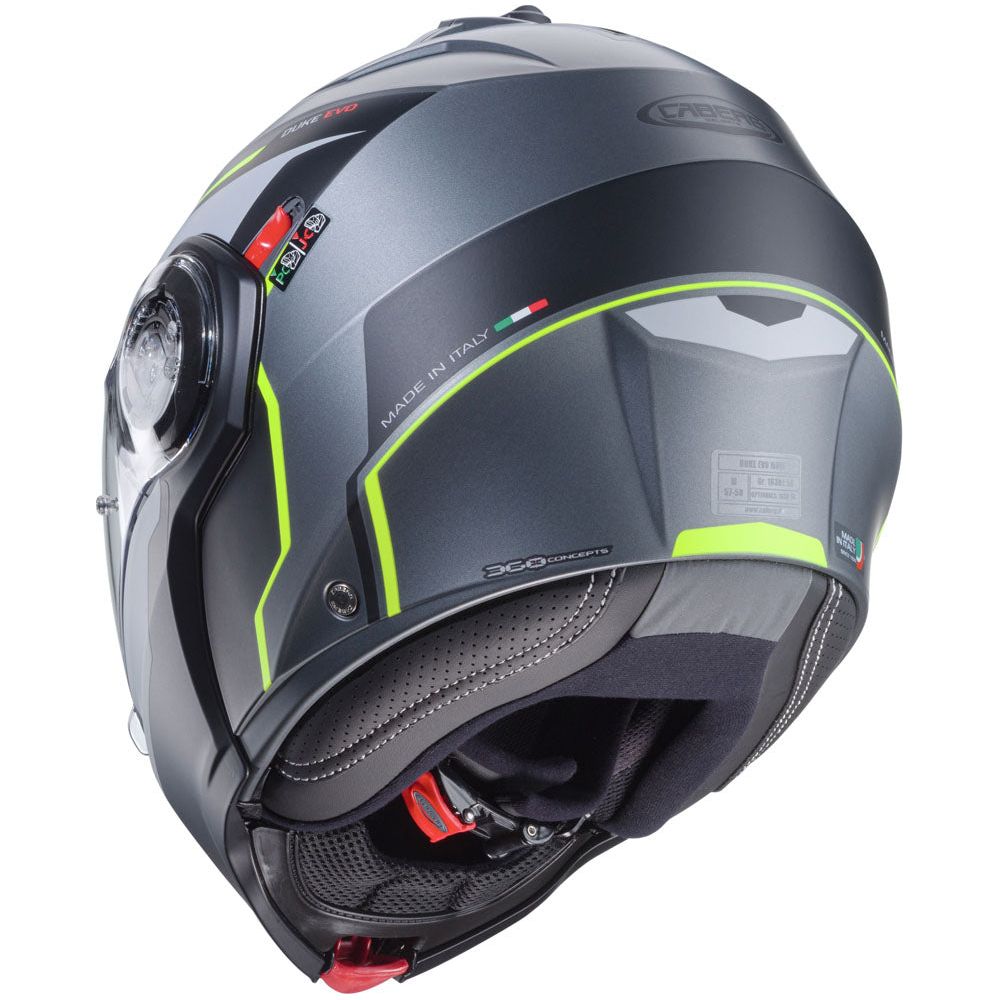 Caberg Duke Evo Move Flip-Up Helmet Matt Gun Metal / Black / Yellow (Image 4) - ThrottleChimp