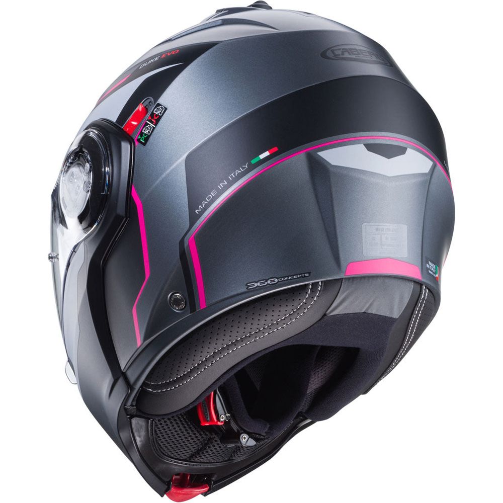 Caberg Duke Evo Move Flip-Up Helmet Matt Gun Metal / Black / Fuchsia (Image 4) - ThrottleChimp