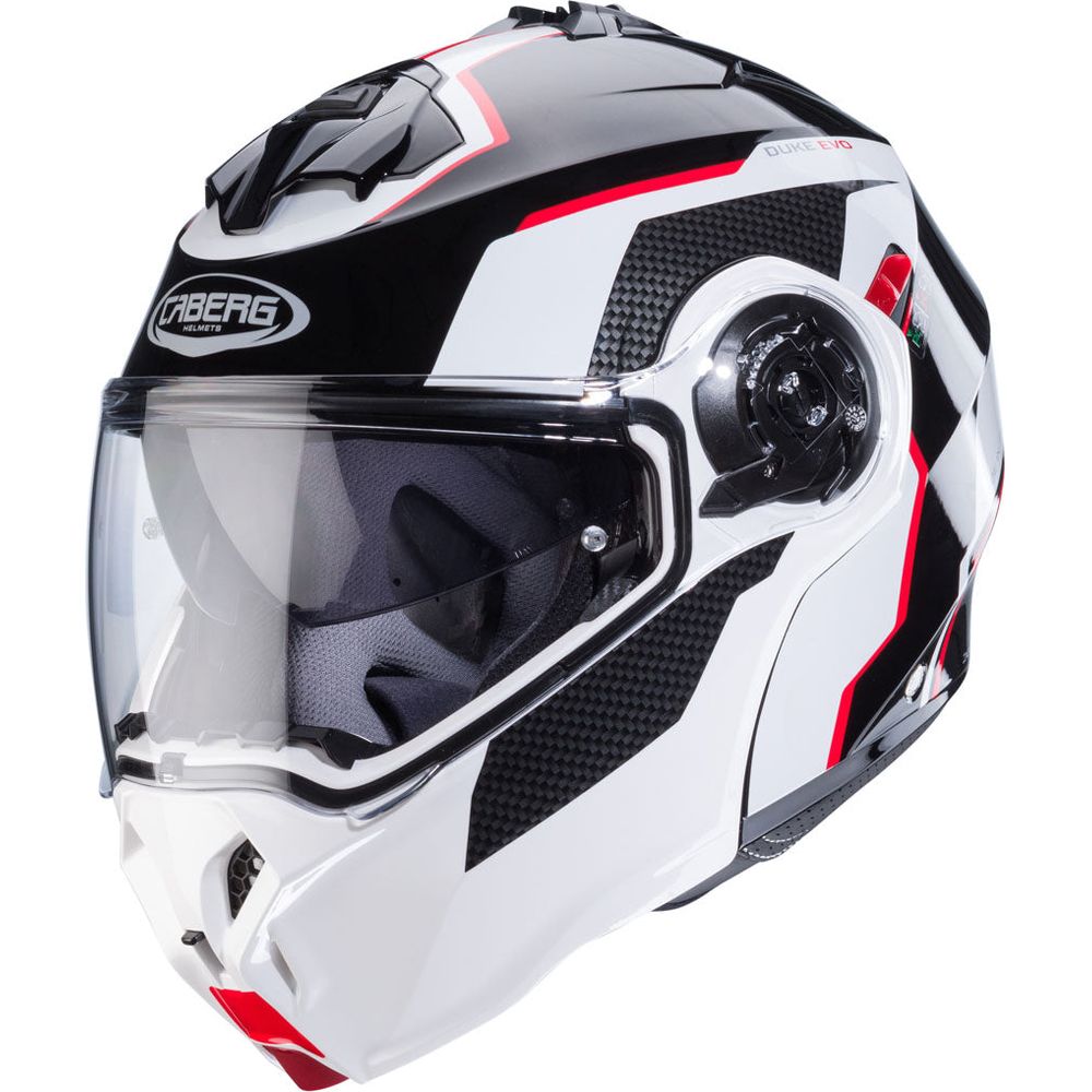 Caberg Duke Evo Move Flip-Up Helmet Black / White / Red FREE 1 YEAR Returns, FREE UK Delivery | ThrottleChimp