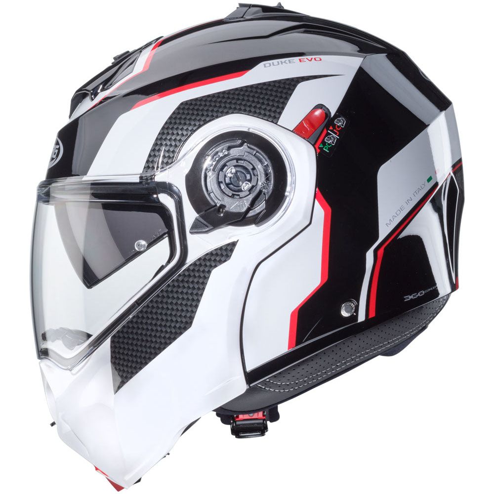 Caberg Duke Evo Move Flip-Up Helmet Black / White / Red (Image 3) - ThrottleChimp