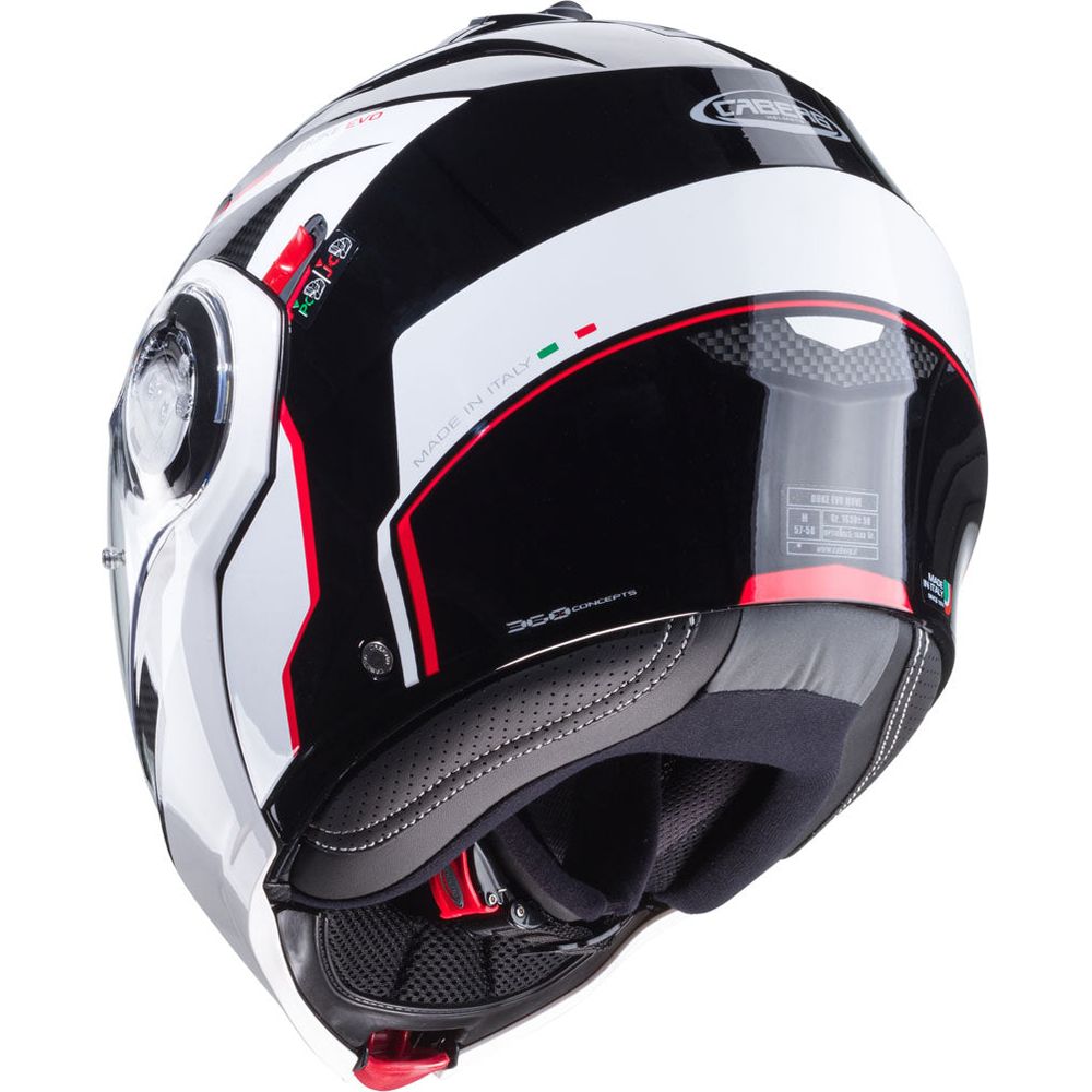 Caberg Duke Evo Move Flip-Up Helmet Black / White / Red (Image 4) - ThrottleChimp