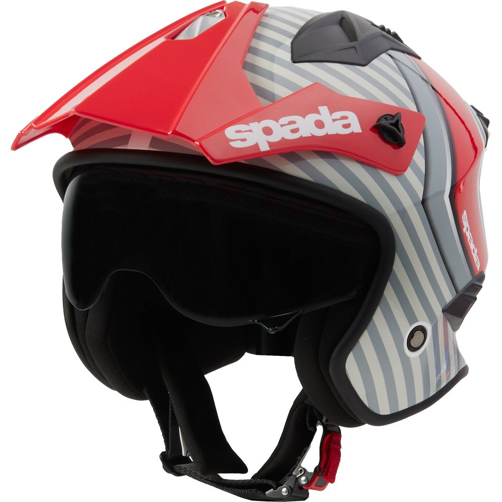 Spada Rock 06 Stasis Open Face Helmet Grey / Red FREE 1 YEAR Returns, FREE UK Delivery | ThrottleChimp