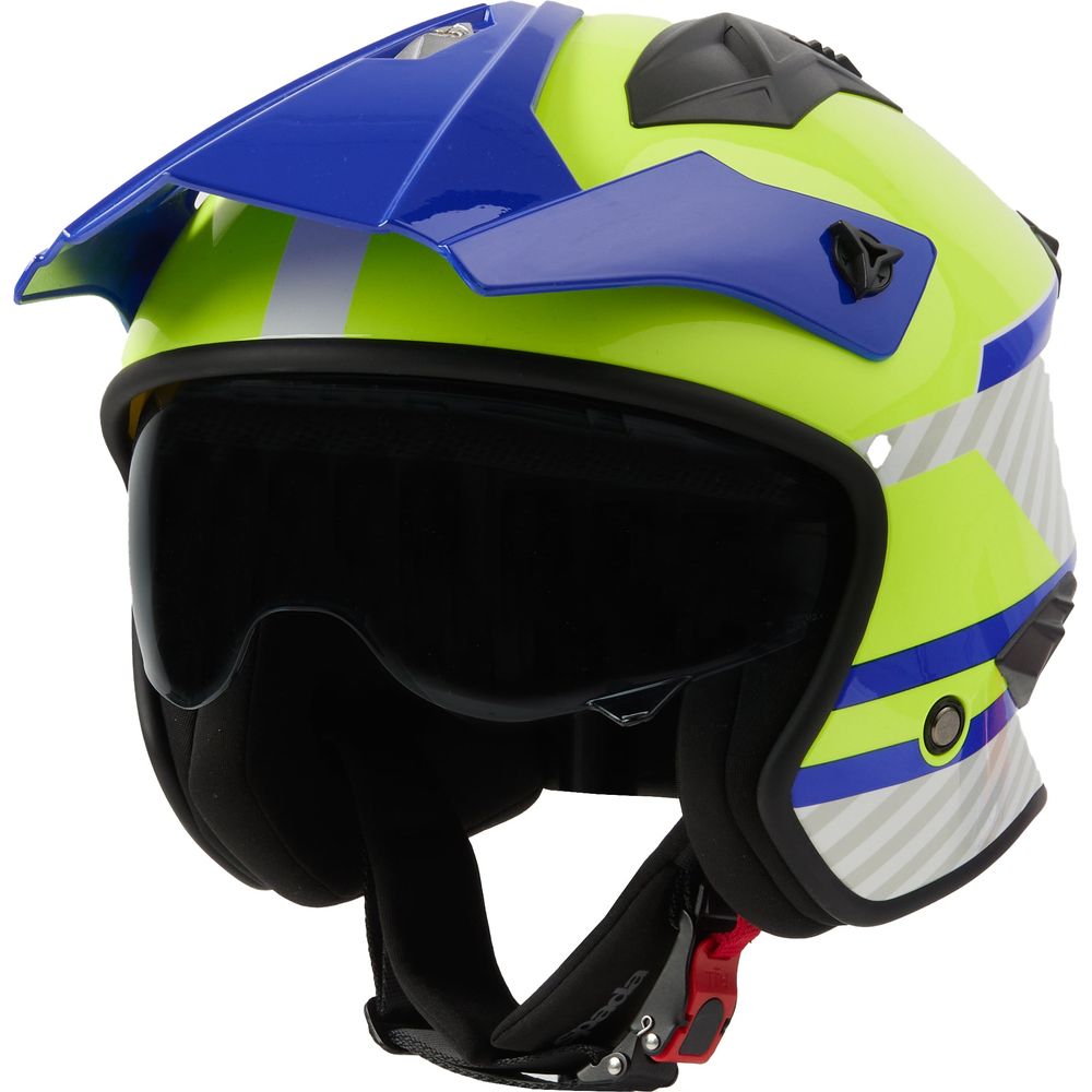 Spada Rock 06 Pilot Open Face Helmet Blue / White / Fluo Yellow - ThrottleChimp