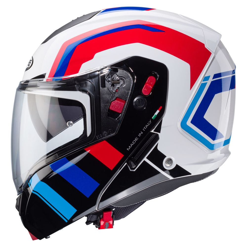 Caberg Horus X Road Flip-Up Helmet White / Red / Blue (Image 3) - ThrottleChimp