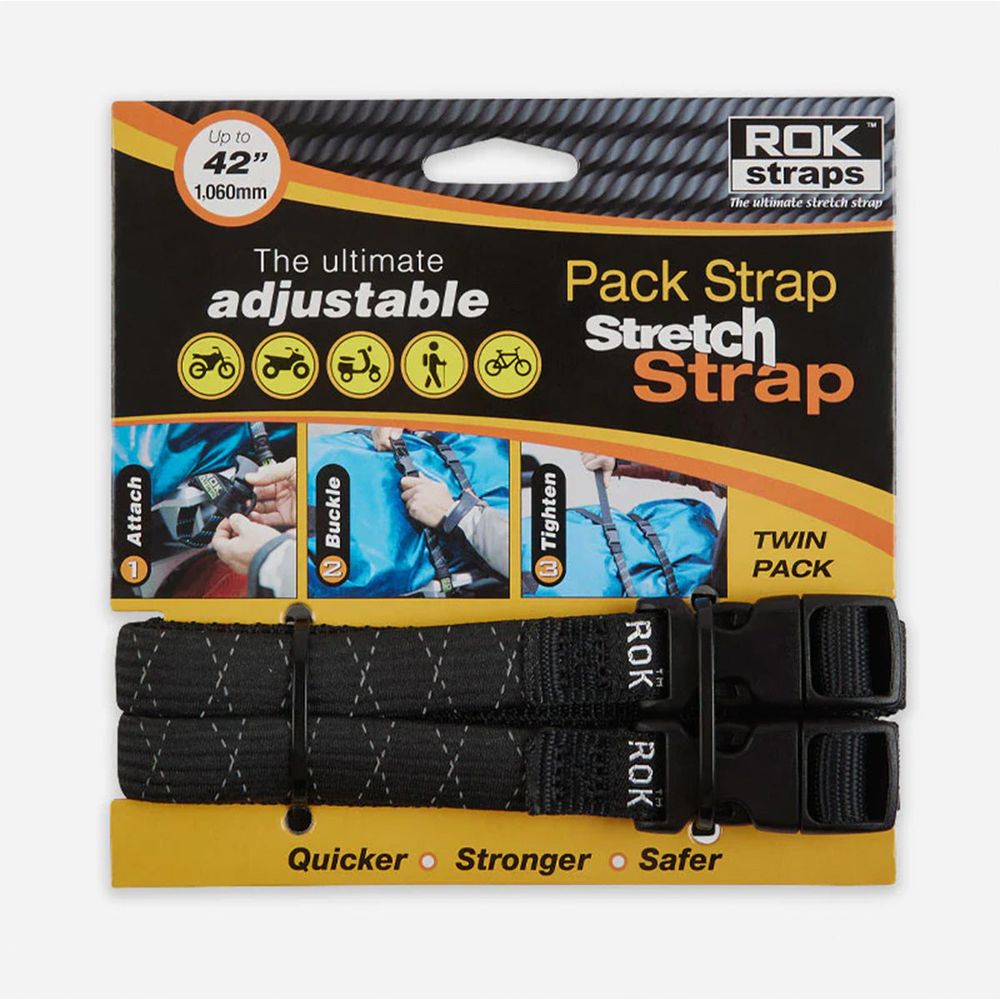 ROK Pack Adjustable Stretch Strap Black Reflective - Pack Of 2 - ThrottleChimp