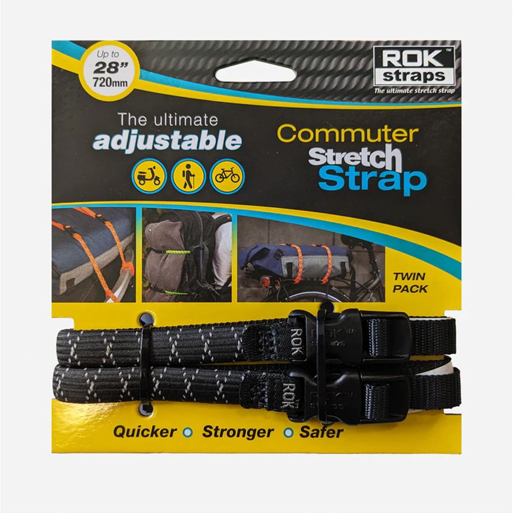 ROK Commuter Adjustable Stretch Strap Black Reflective - Pack Of 2 - ThrottleChimp