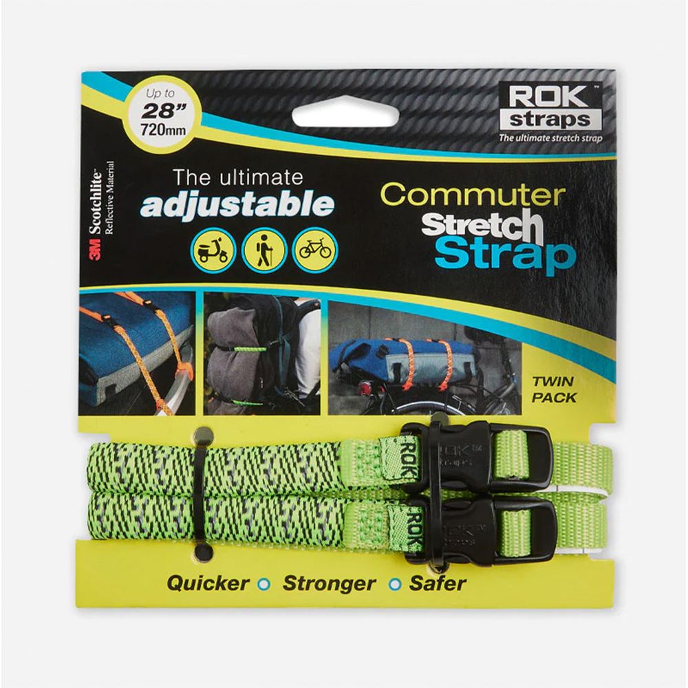 ROK Commuter Adjustable Stretch Strap Green Reflective - Pack Of 2 - ThrottleChimp