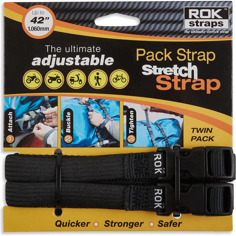 ROK Pack Adjustable Stretch Strap Black - Pack Of 2 - ThrottleChimp