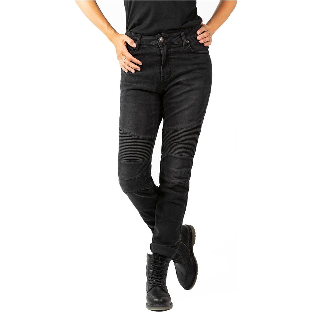 John Doe Betty Biker Ladies Riding Denim Jeans With XTM Fiber Used Black