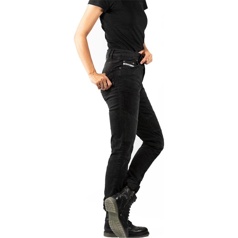 John Doe Betty Biker Ladies Riding Denim Jeans With XTM Fiber Used Black