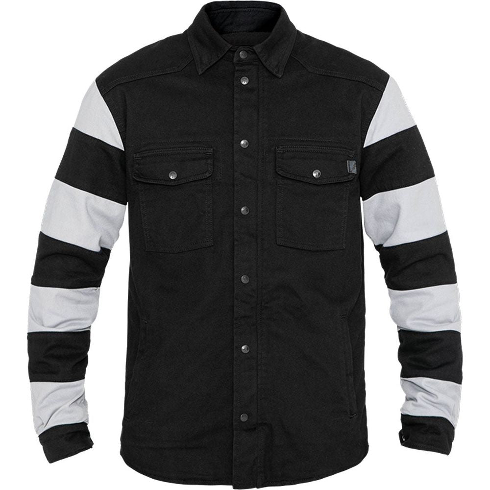 John Doe Motoshirt Protective Overshirt With XTM Fiber Prison Black / White FREE 1 YEAR Returns, FREE UK Delivery | ThrottleChimp