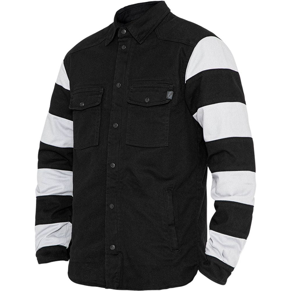 John Doe Motoshirt Protective Overshirt With XTM Fiber Prison Black / White