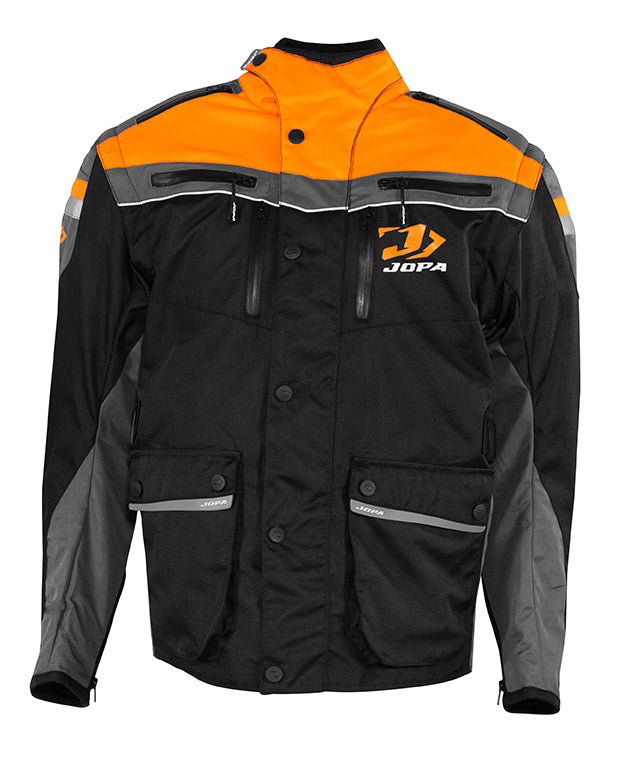 Jopa Enduro Iron Evo Textile Jacket Black / Fluo Orange FREE 1 YEAR Returns, FREE UK Delivery | ThrottleChimp