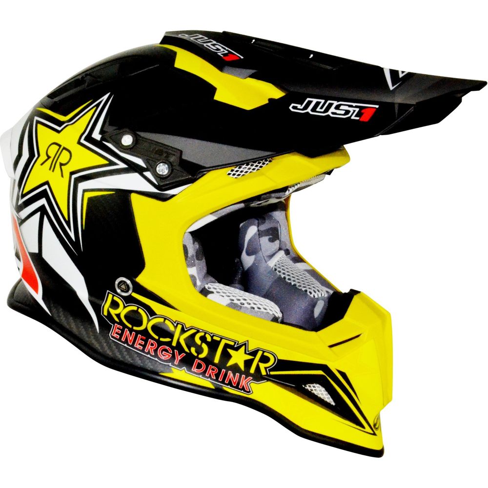 Just1 J12 Carbon MX Helmet Rockstar 2.0 ACU Gold / Yellow - ThrottleChimp