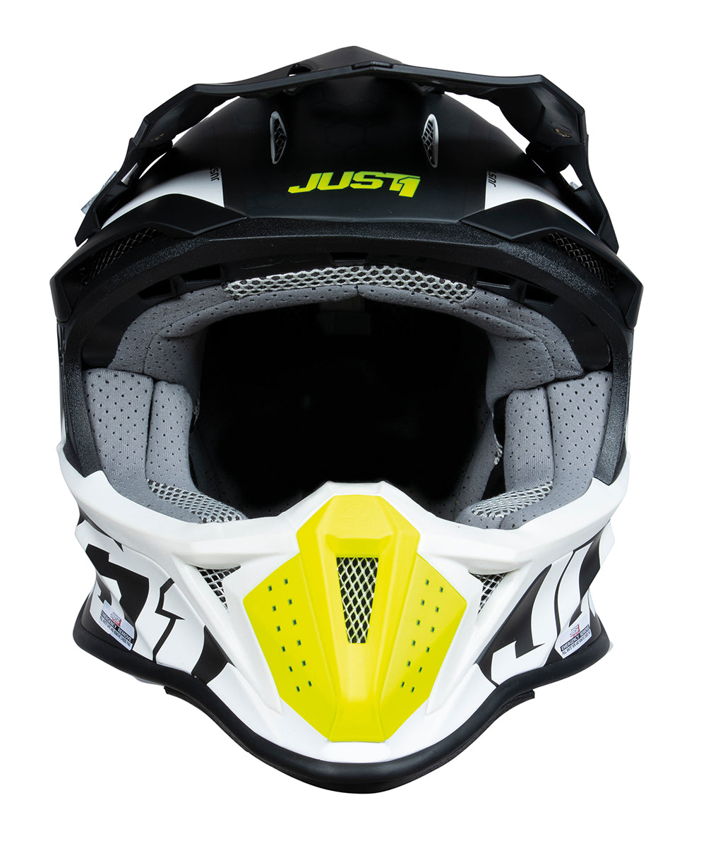 Just1 J18-F Hexa Black / Grey / Fluo Yellow / Matt White FREE 1 YEAR Returns, FREE UK Delivery | ThrottleChimp