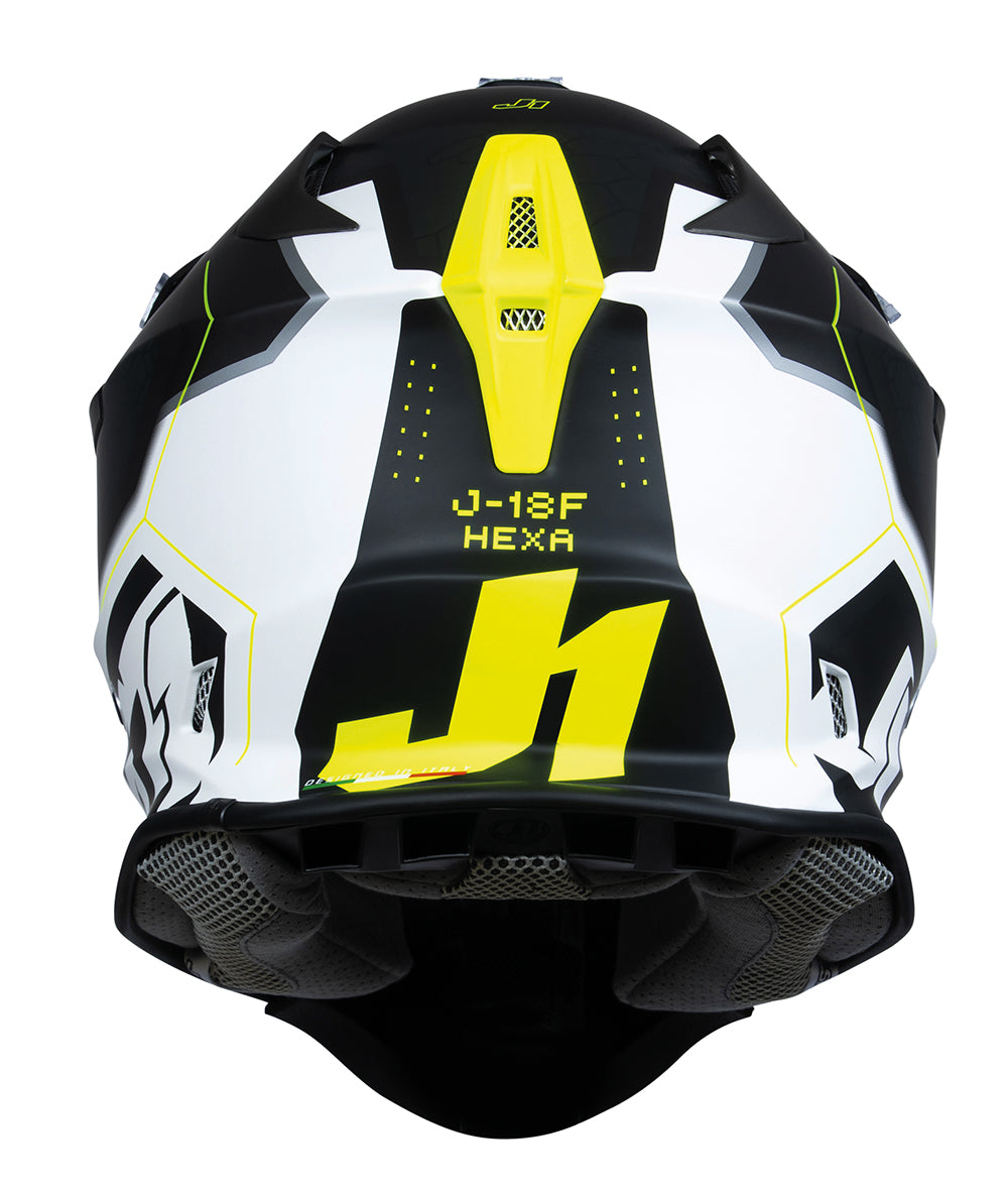 Just1 J18-F Hexa Black / Grey / Fluo Yellow / Matt White FREE 1 YEAR Returns, FREE UK Delivery | ThrottleChimp