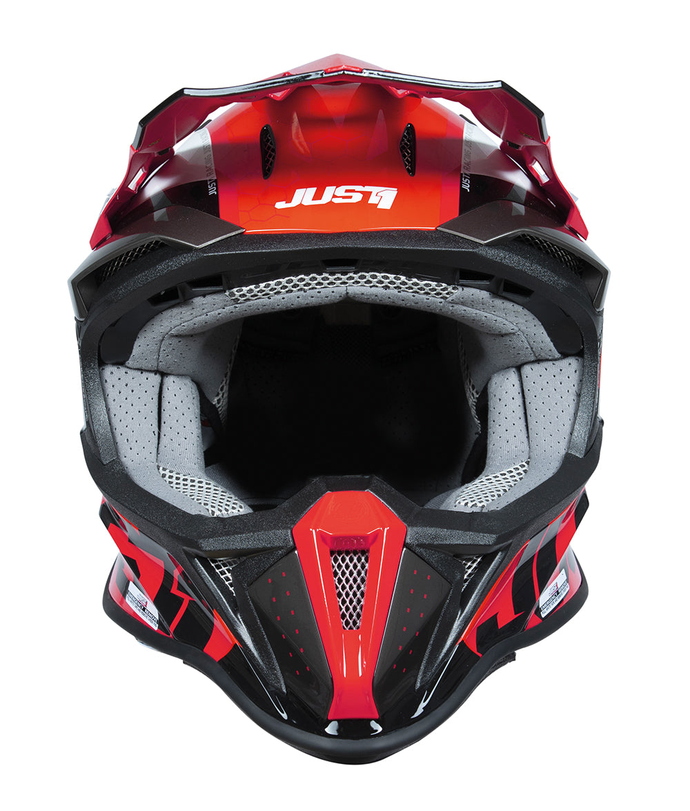 Just1 J18-F Hexa Red / White / Matt Black FREE 1 YEAR Returns, FREE UK Delivery | ThrottleChimp