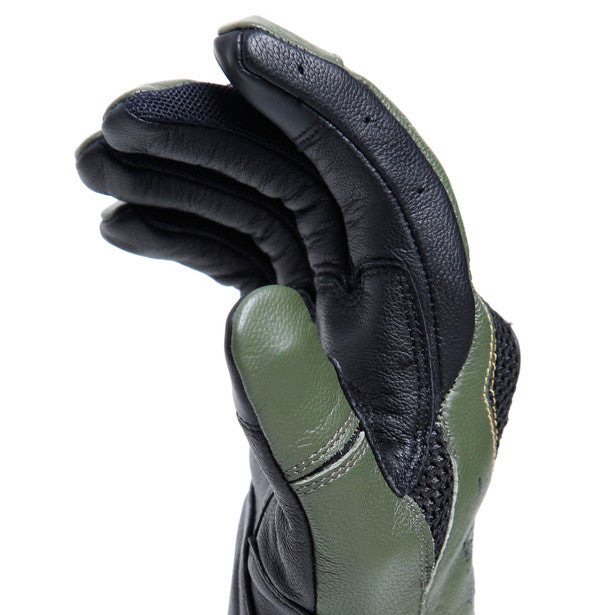 Dainese Karakum Ergo-Tek Summer Leather Gloves Black / Green (Image 7) - ThrottleChimp