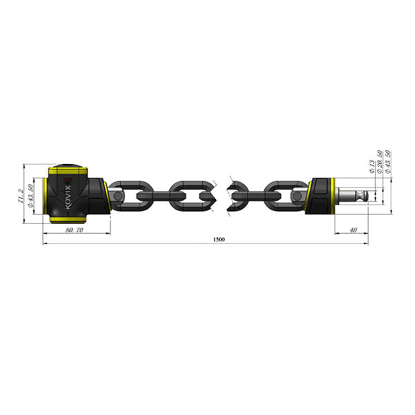 Kovix KCL Alarmed Chain Lock - 10mm X 1500mm (Image 3) - ThrottleChimp