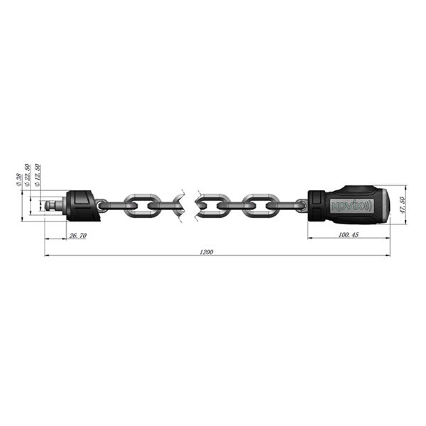 Kovix KCL Alarmed Chain Lock - 8mm X 1200mm (Image 2) - ThrottleChimp