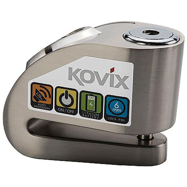 Kovix KD6 Alarmed Disc Lock 6mm Brushed Metal (Image 2) - ThrottleChimp